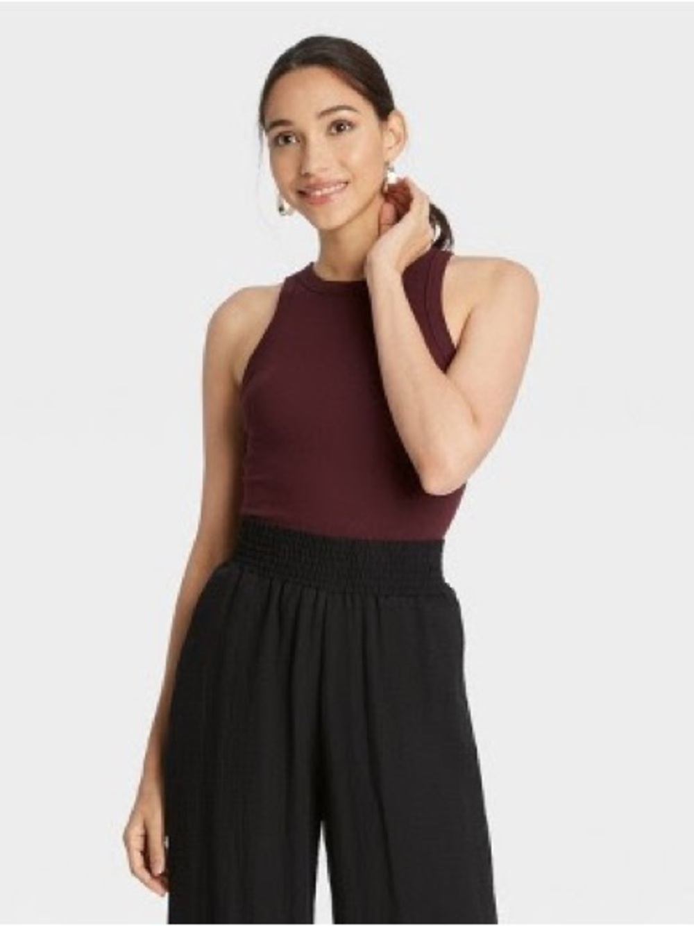 a new day Burgundy Ribbed Racerback Tank Top